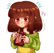 a drawing of a girl holding a limited edition drink