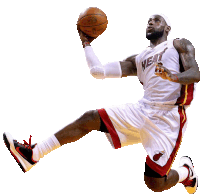 a basketball player in a heat jersey jumps in the air