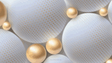 white spheres with gold dots on them and the website wallpapergaming.com