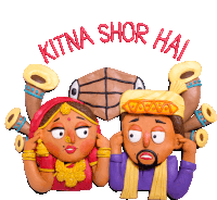 a cartoon drawing of a bride and groom with the words kitna shord hai