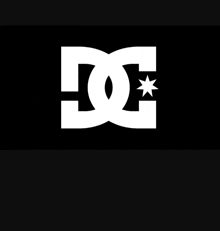 a black background with a white dc logo