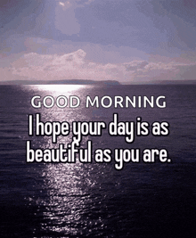 a good morning message with a picture of the ocean