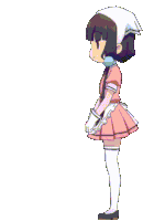 a cartoon girl in a maid outfit is standing with her hands folded