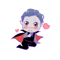 a cartoon drawing of a vampire with a red cape