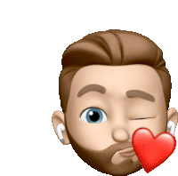 a man with a beard is holding a heart in his mouth