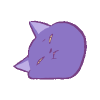 a drawing of a purple cat with the letter i on it