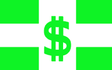 a green and white flag with a dollar sign