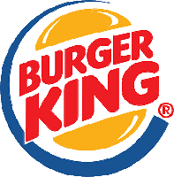 a burger king logo with a blue border