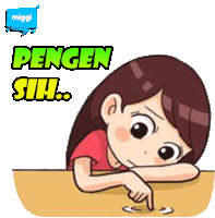 a cartoon of a girl pointing at something with the words pengen sih below her