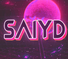 a neon sign that says sayid in front of a pink moon