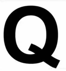 the letter q is a black letter on a white background .