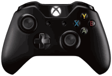 a black xbox controller with the buttons x b and a