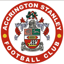 the logo for accrington stanley football club has a coat of arms