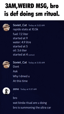 a screenshot of a conversation between soviet cat and zero