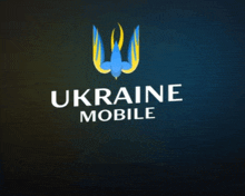 a blue and yellow logo for ukraine mobile with a bird on it