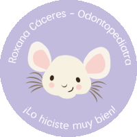 a logo for roxana caceres - odontopediatra with a mouse