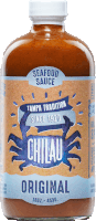 a bottle of chilau original seafood sauce with a blue crab on the label