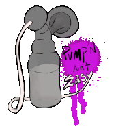 a drawing of a breast pump that says pump n ain 't easy