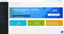 a screenshot of a website called anymarket with a blue banner that says centralize seu atendimento dos marketplaces