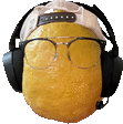 a lemon wearing glasses and headphones and a hat