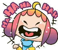 a cartoon of a girl laughing with the words ha ha ha ha