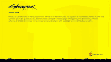 a cyberpunk 2077 advertisement in spanish with a yellow background