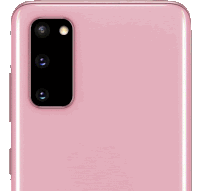 a close up of the back of a pink phone