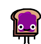 a cartoon illustration of a slice of toast with a purple jam on it .