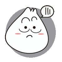 a cartoon drawing of a dumpling with a sad face