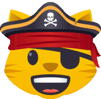 a cat wearing a pirate hat with a skull and crossbones