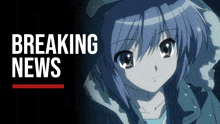 a picture of a girl with the words " breaking news " above her