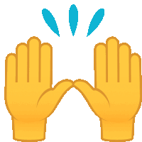 a pair of yellow hands with blue drops coming out of them on a white background