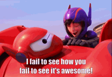 a cartoon character with a caption that says i fail to see how you fail to see it 's awesome