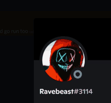 a picture of a person with a neon mask and the name ravebeast