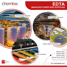 a poster for chemtex shows various industries including oil and gas and waste water treatment