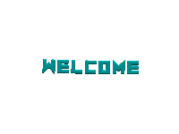 a white background with the word welcome in blue