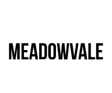 the word meadowvale is written in black on a white background