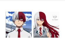 a picture of a boy and a girl with the girl 's hair being red