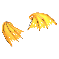 a pair of yellow wings with holes in them on a white background