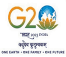 a logo for g2q india shows a globe and lotus flowers