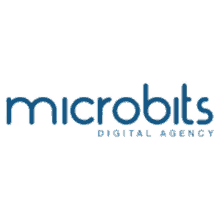 the logo for microbits digital agency is blue