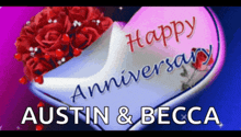 a happy anniversary austin and becca greeting card