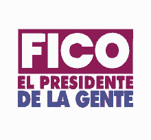 a logo for fico el presidente de la gente in purple and blue