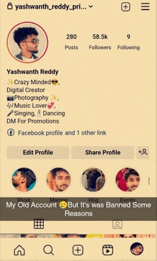 a screenshot of a yashwanth reddy profile