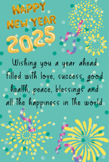 a happy new year greeting card wishing you a year ahead filled with love success and good health