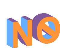 the word no is displayed in blue and orange