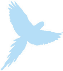 a blue silhouette of a bird flying in the sky .