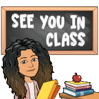 a cartoon woman stands in front of a blackboard that says " see you in class "