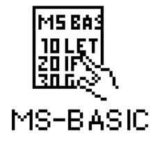 a ms-basic logo with a hand pointing