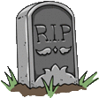 a cartoon drawing of a gravestone with the word rip on it .